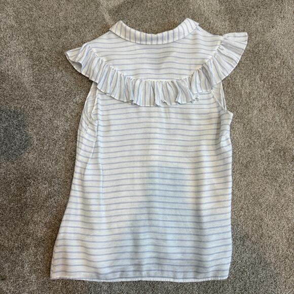 ModCloth XL ruffle collared button front striped blouse top TS 2716 - Picture 9 of 9